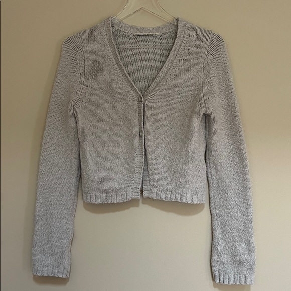 Abercrombie & Fitch Sweaters - Abercrombie & Fitch Light Gray Cropped Cotton Cardigan Sweater S